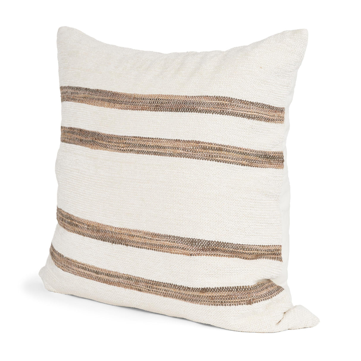 Mercana Maryn 22x22 Square Cream w/ Brown Stripes Decorative Pillow Cover