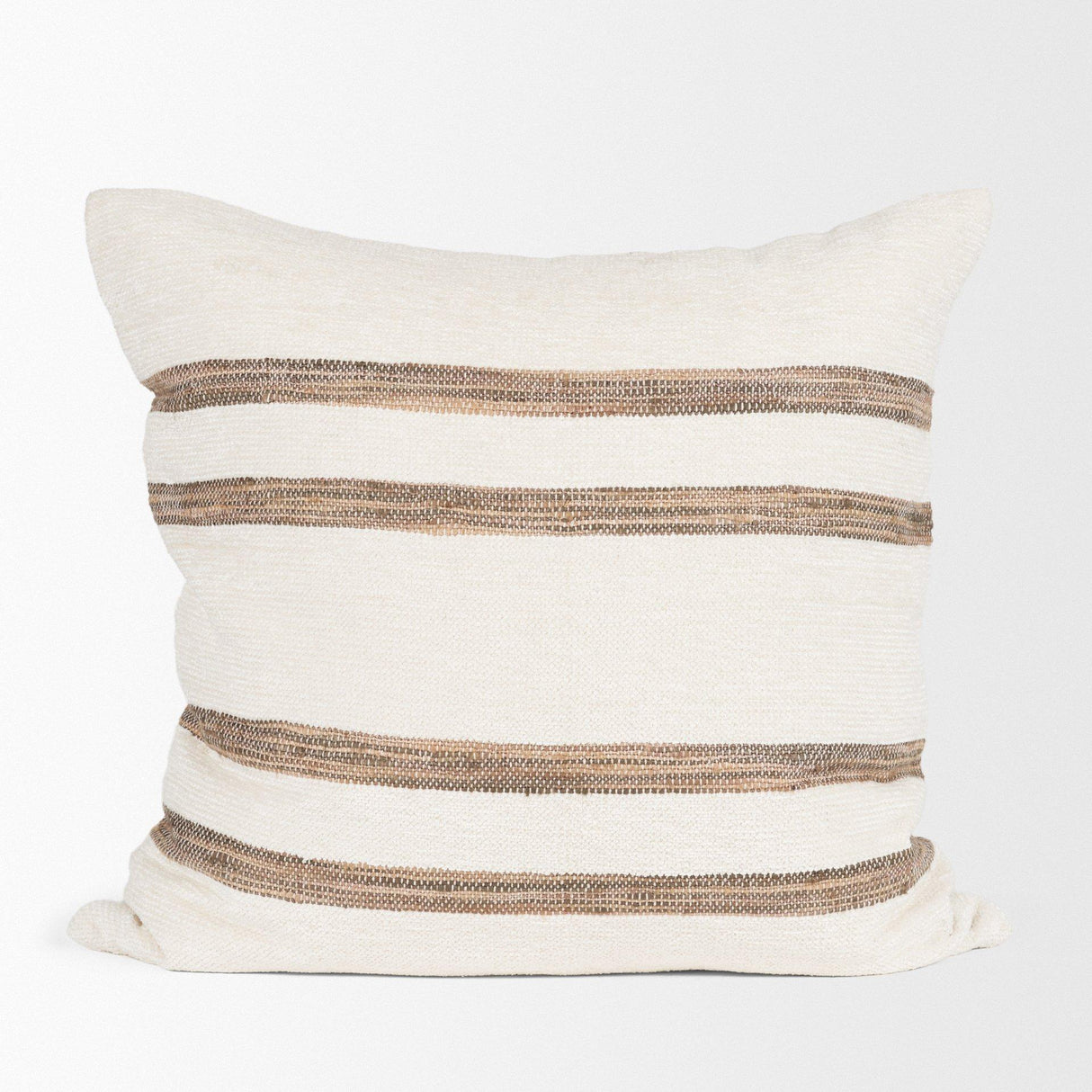 Mercana Maryn 22x22 Square Cream w/ Brown Stripes Decorative Pillow Cover