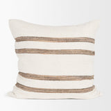 Mercana Maryn 22x22 Square Cream w/ Brown Stripes Decorative Pillow Cover