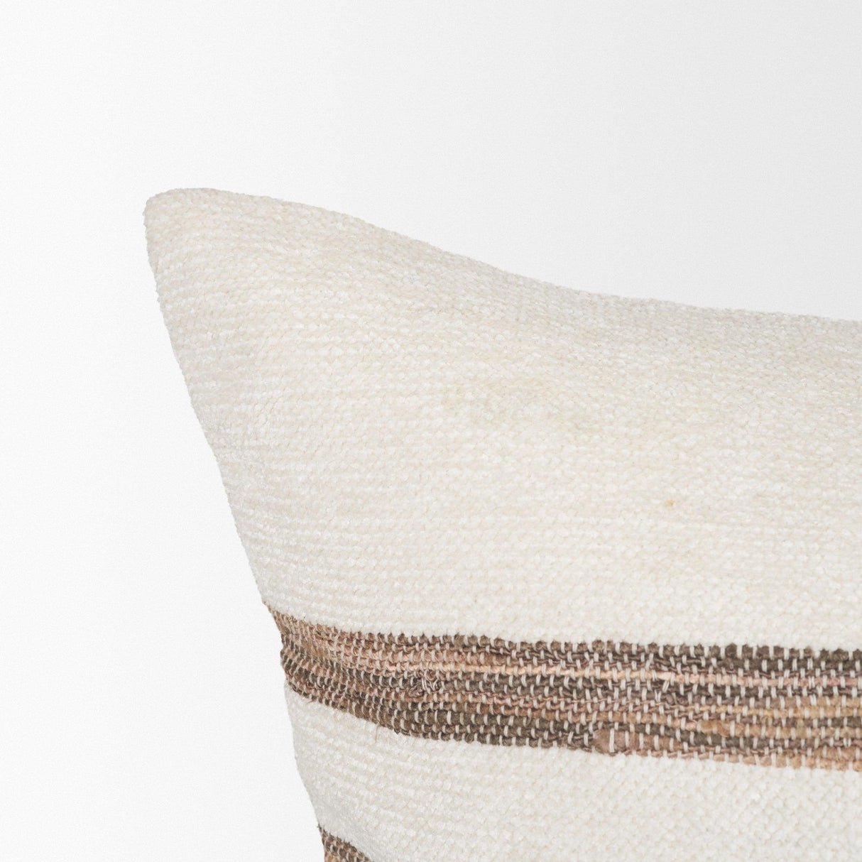 Mercana Maryn 22x22 Square Cream w/ Brown Stripes Decorative Pillow Cover