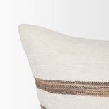 Mercana Maryn 22x22 Square Cream w/ Brown Stripes Decorative Pillow Cover