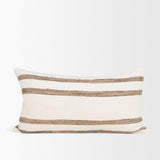 Mercana Maryn 14x26 Lumbar Cream w/ Brown Stripes Decorative Pillow Cover