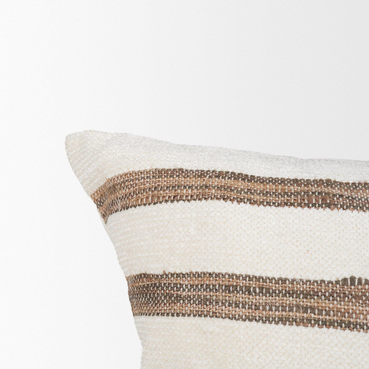 Mercana Maryn 14x26 Lumbar Cream w/ Brown Stripes Decorative Pillow Cover