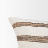Mercana Maryn 14x26 Lumbar Cream w/ Brown Stripes Decorative Pillow Cover