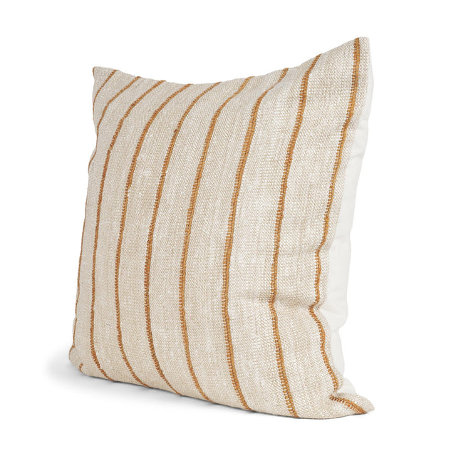 Mercana Merrick 22x22 Square Natural Beige w/ Orange Stripes Decorative Pillow