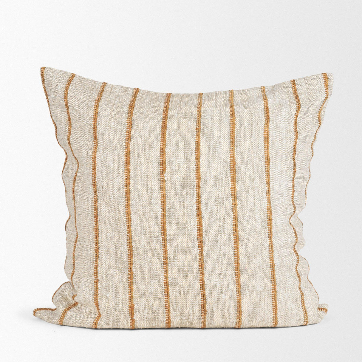 Mercana Merrick 22x22 Square Natural Beige w/ Orange Stripes Decorative Pillow