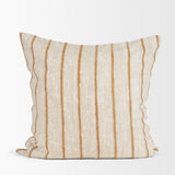 Mercana Merrick 22x22 Square Natural Beige w/ Orange Stripes Decorative Pillow