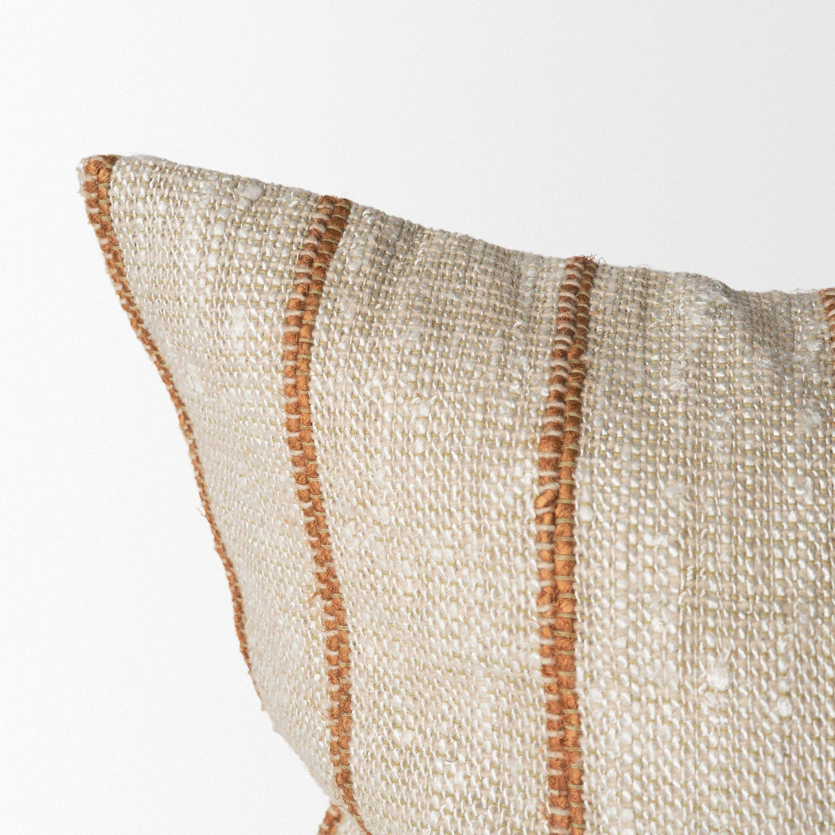 Mercana Merrick 22x22 Square Natural Beige w/ Orange Stripes Decorative Pillow
