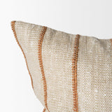 Mercana Merrick 22x22 Square Natural Beige w/ Orange Stripes Decorative Pillow