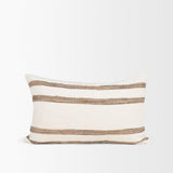Mercana Maryn 13x21 Lumbar Cream w/ Brown Stripes Decorative Pillow Cover