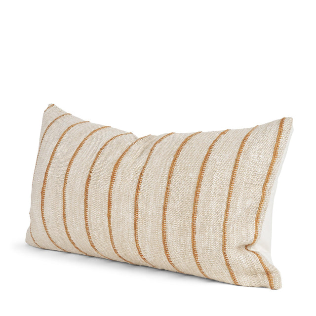 Mercana Merrick 14x26 Lumbar Natural Beige w/ Orange Stripes Decorative Pillow