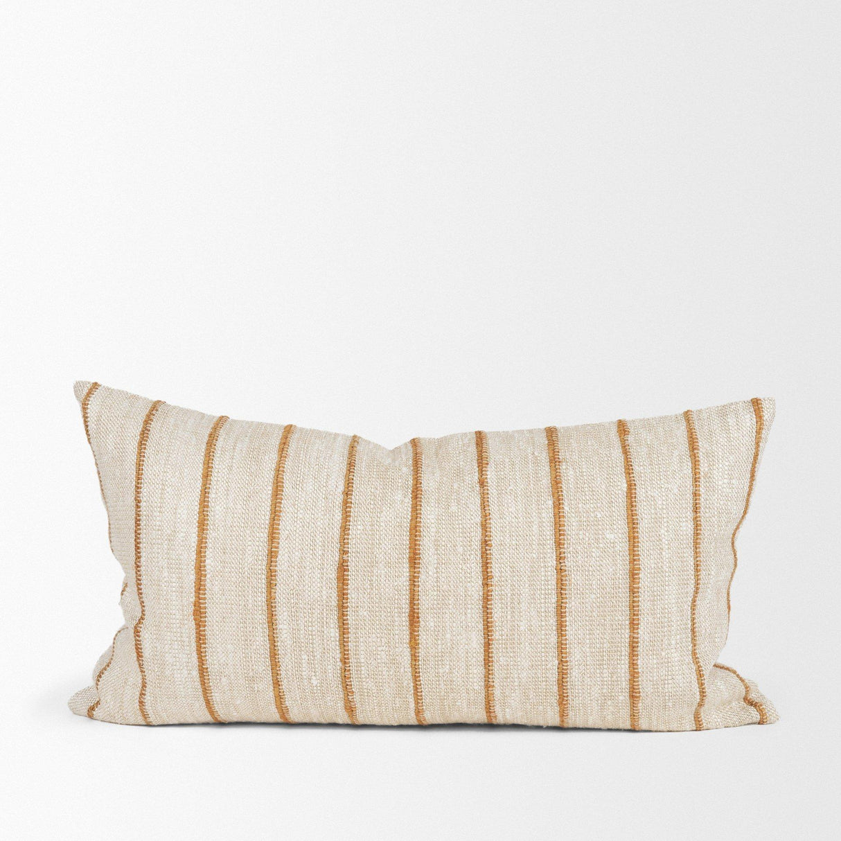 Mercana Merrick 14x26 Lumbar Natural Beige w/ Orange Stripes Decorative Pillow