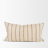 Mercana Merrick 14x26 Lumbar Natural Beige w/ Orange Stripes Decorative Pillow