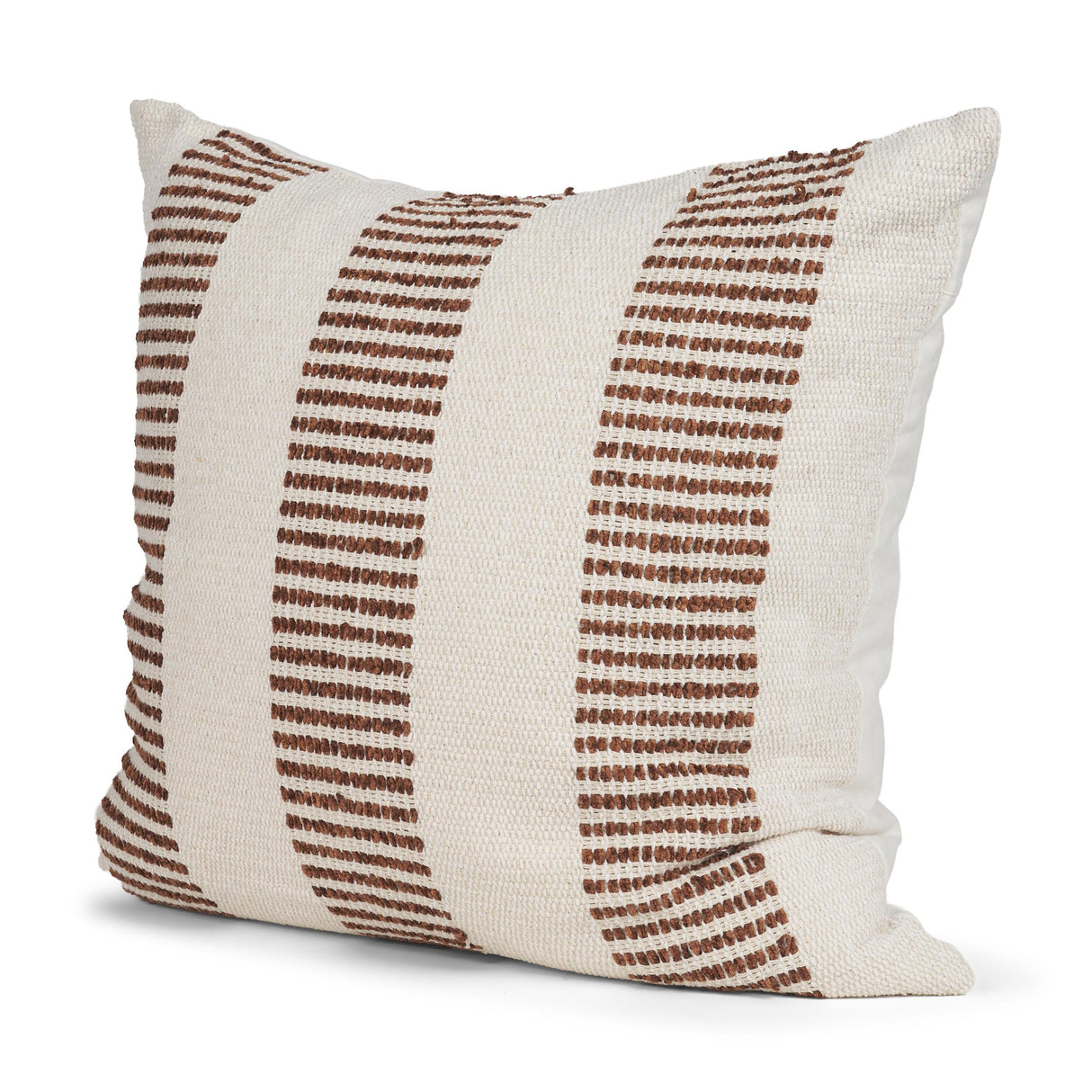 Mercana Levon 22x22 Plush Cream w/ Orange Dashed Stripes Decorative Pillow Cover