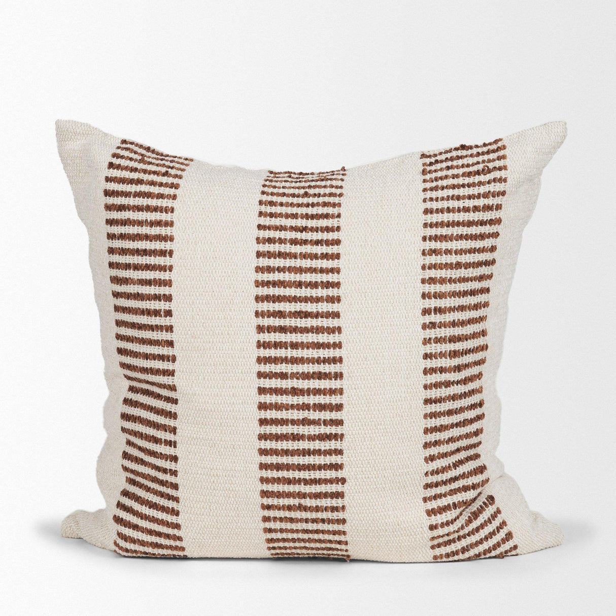 Mercana Levon 22x22 Plush Cream w/ Orange Dashed Stripes Decorative Pillow Cover