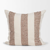 Mercana Levon 22x22 Plush Cream w/ Orange Dashed Stripes Decorative Pillow Cover