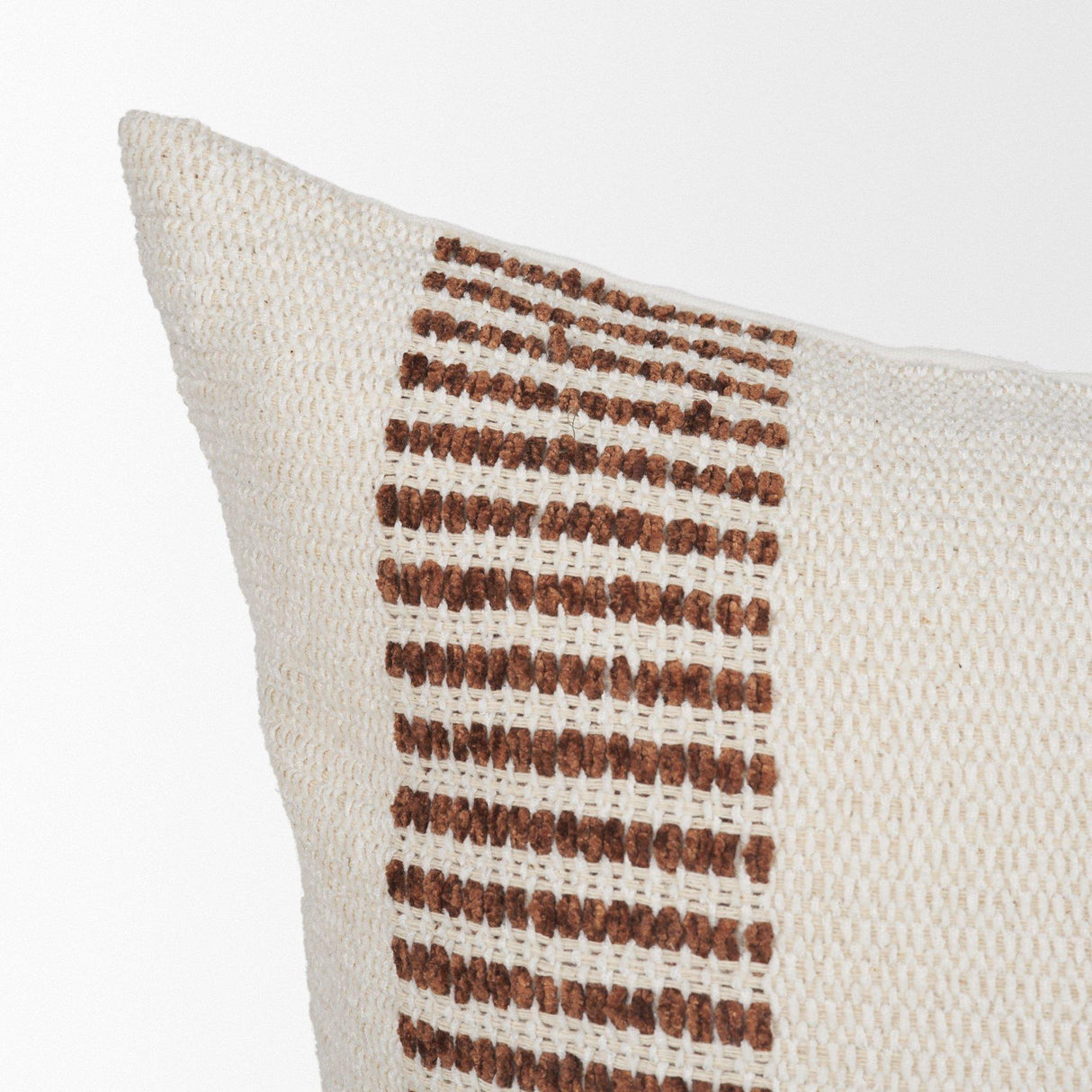 Mercana Levon 22x22 Plush Cream w/ Orange Dashed Stripes Decorative Pillow Cover