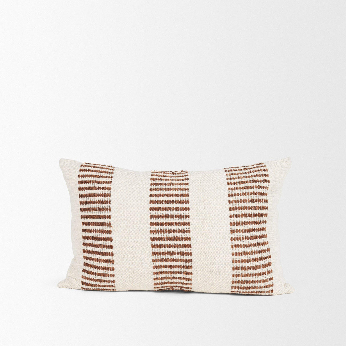 Mercana Levon 13x21 Lumbar Plush Cream w/ Orange Dashed Stripes Decorative Pillow Cover