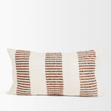 Mercana Levon 14x26 Lumbar Plush Cream w/ Orange Dashed Stripes Decorative Pillow Cover