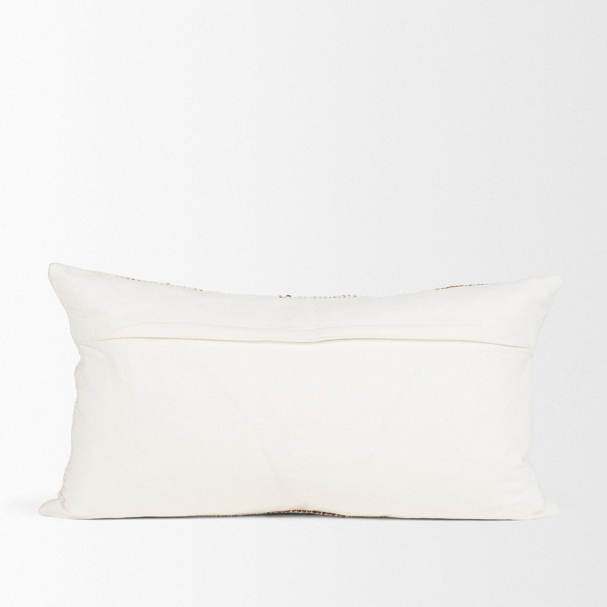 Mercana Levon 14x26 Lumbar Plush Cream w/ Orange Dashed Stripes Decorative Pillow Cover