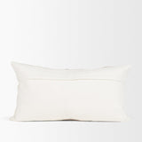 Mercana Levon 14x26 Lumbar Plush Cream w/ Orange Dashed Stripes Decorative Pillow Cover