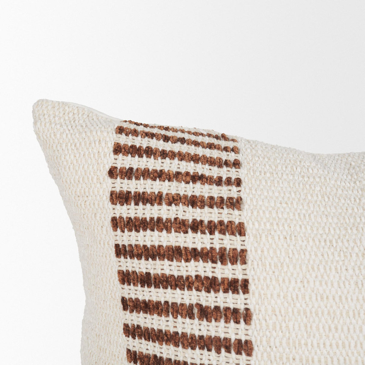 Mercana Levon 14x26 Lumbar Plush Cream w/ Orange Dashed Stripes Decorative Pillow Cover