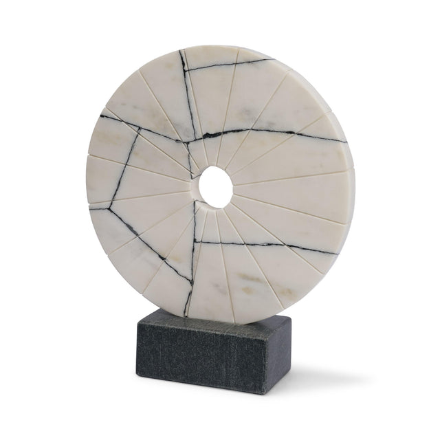 Mercana Orin White Marble Round Disc Decorative Object