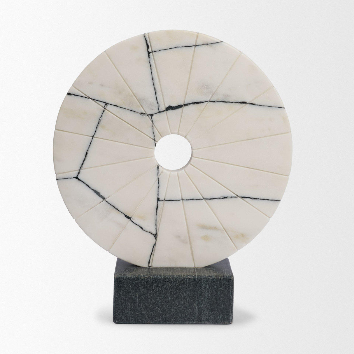 Mercana Orin White Marble Round Disc Decorative Object