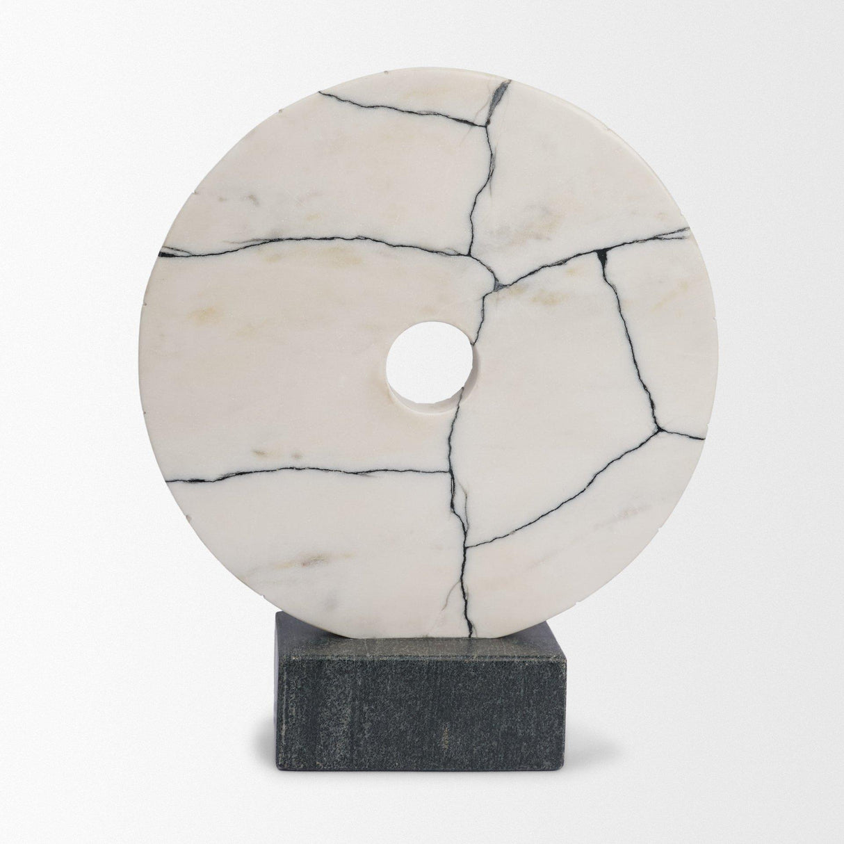Mercana Orin White Marble Round Disc Decorative Object
