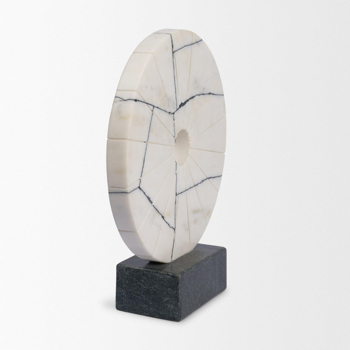 Mercana Orin White Marble Round Disc Decorative Object