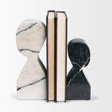 Mercana Shadow White & Black Marble Bookends