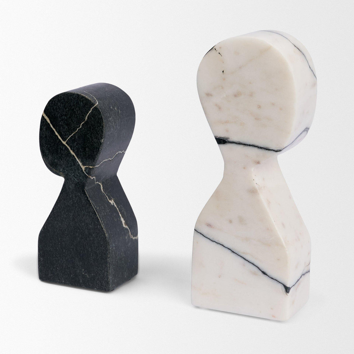 Mercana Shadow White & Black Marble Bookends