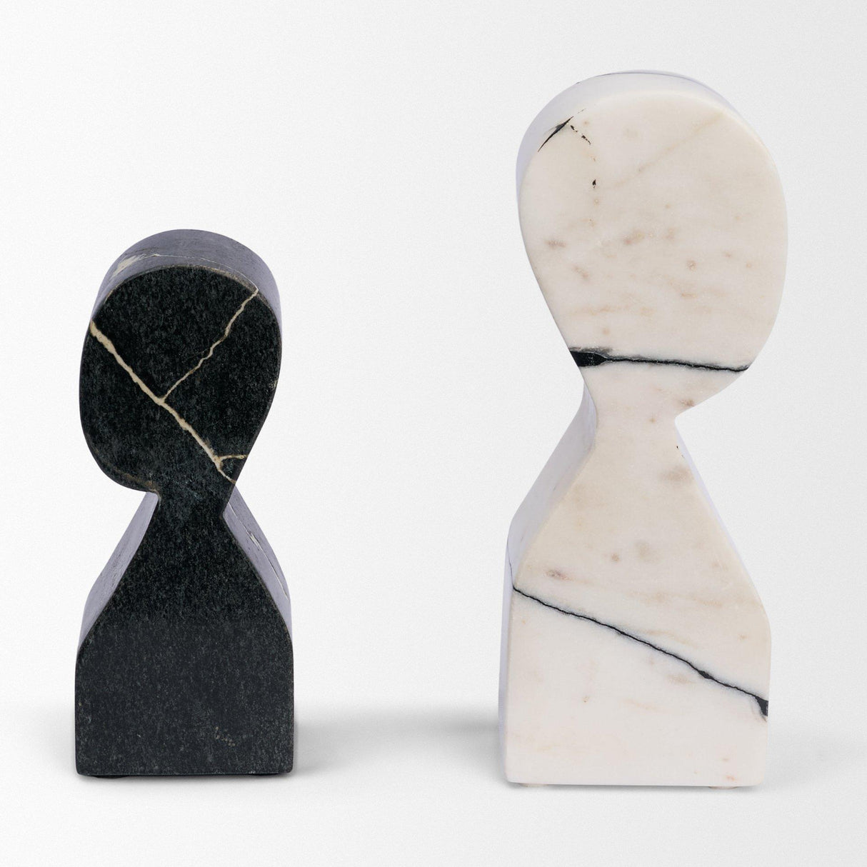 Mercana Shadow White & Black Marble Bookends