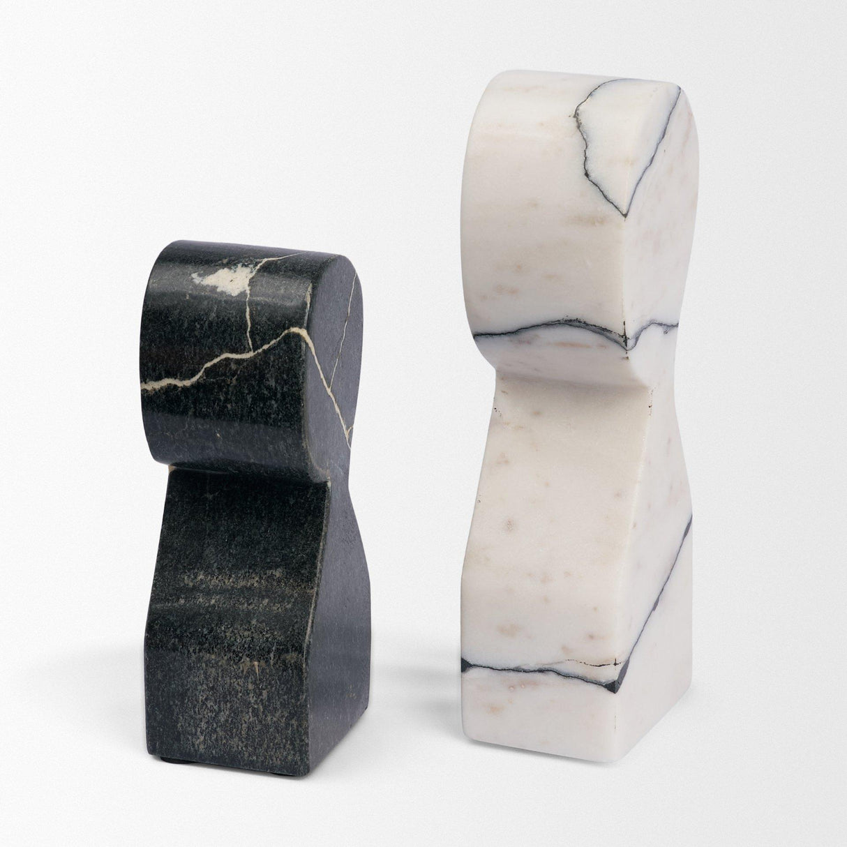 Mercana Shadow White & Black Marble Bookends