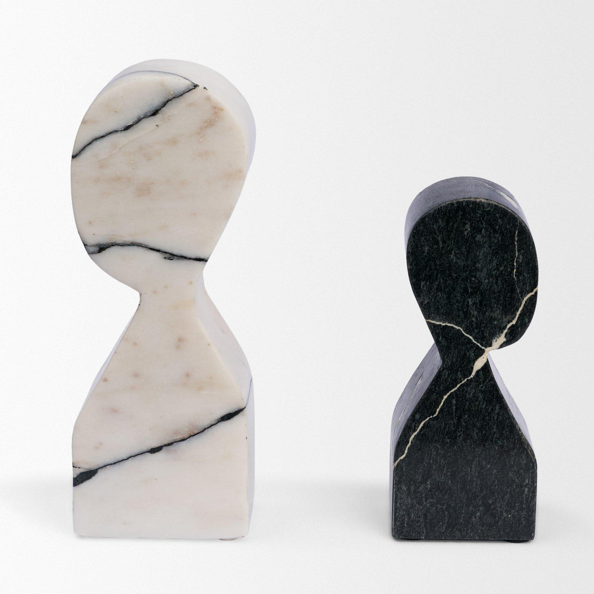 Mercana Shadow White & Black Marble Bookends