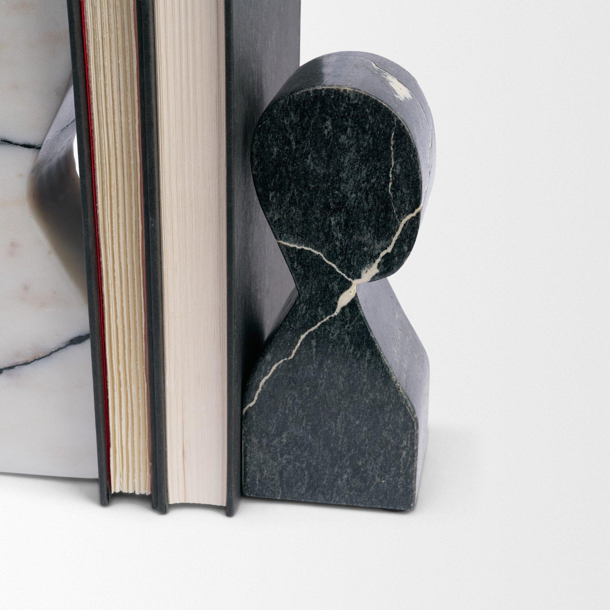 Mercana Shadow White & Black Marble Bookends