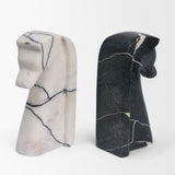 Mercana Cavalli Black and White Marble Horse Bookends