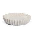 Mercana Fiora Round White Marble Scalloped Decorative Bowl