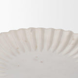 Mercana Fiora Round White Marble Scalloped Decorative Bowl