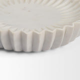 Mercana Fiora Round White Marble Scalloped Decorative Bowl