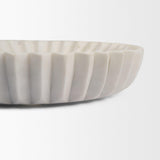 Mercana Fiora Round White Marble Scalloped Decorative Bowl