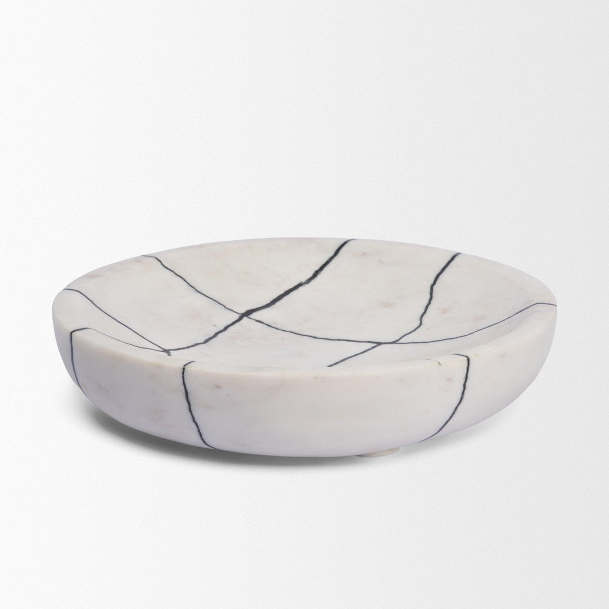 Mercana Sintessi Round White Marble Decorative Bowl