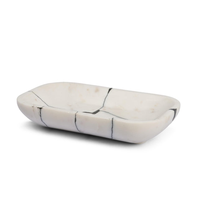 Mercana Sintessi Rectangular White Marble Decorative Bowl