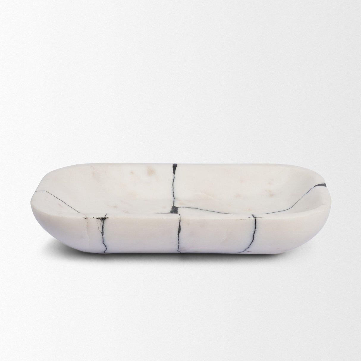 Mercana Sintessi Rectangular White Marble Decorative Bowl