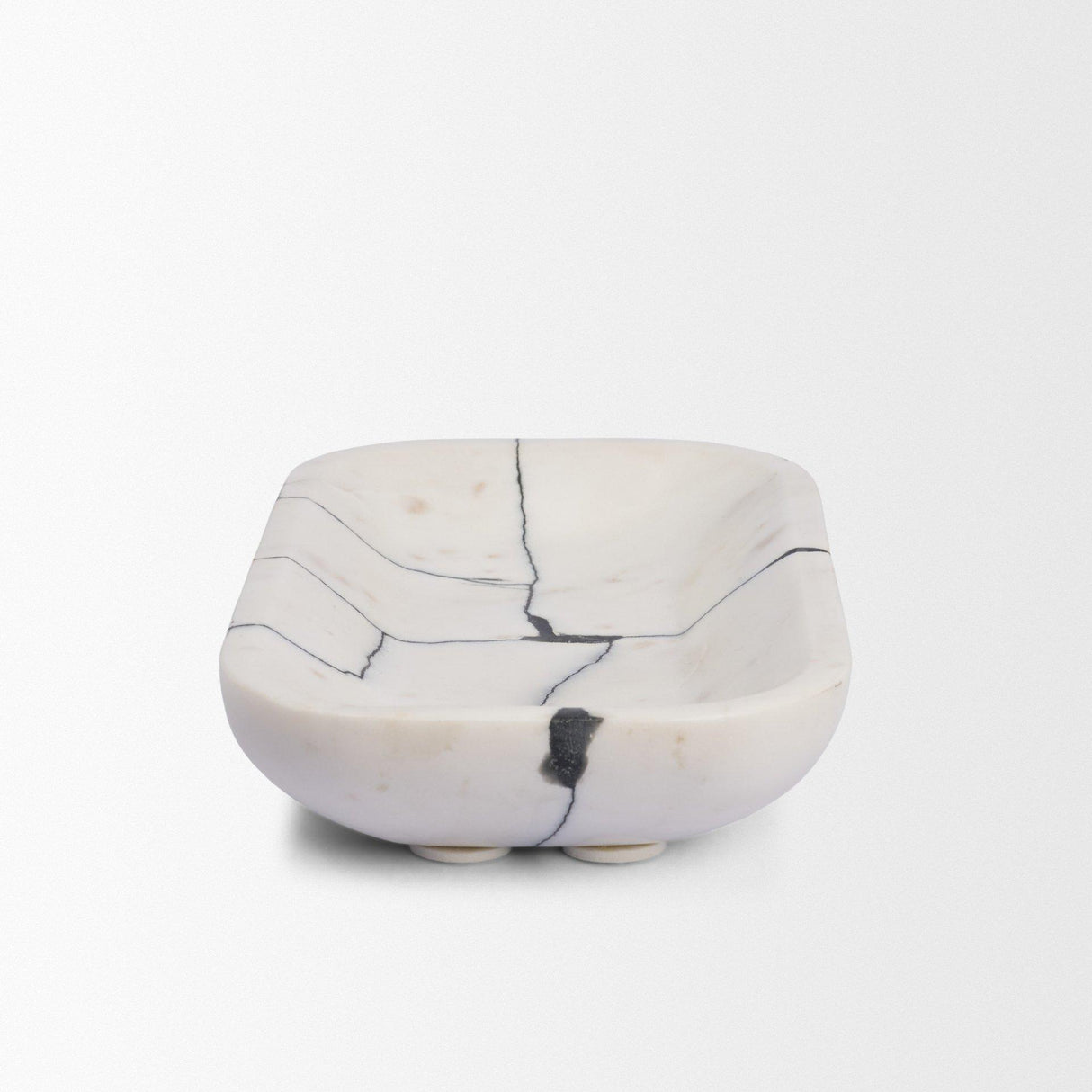 Mercana Sintessi Rectangular White Marble Decorative Bowl