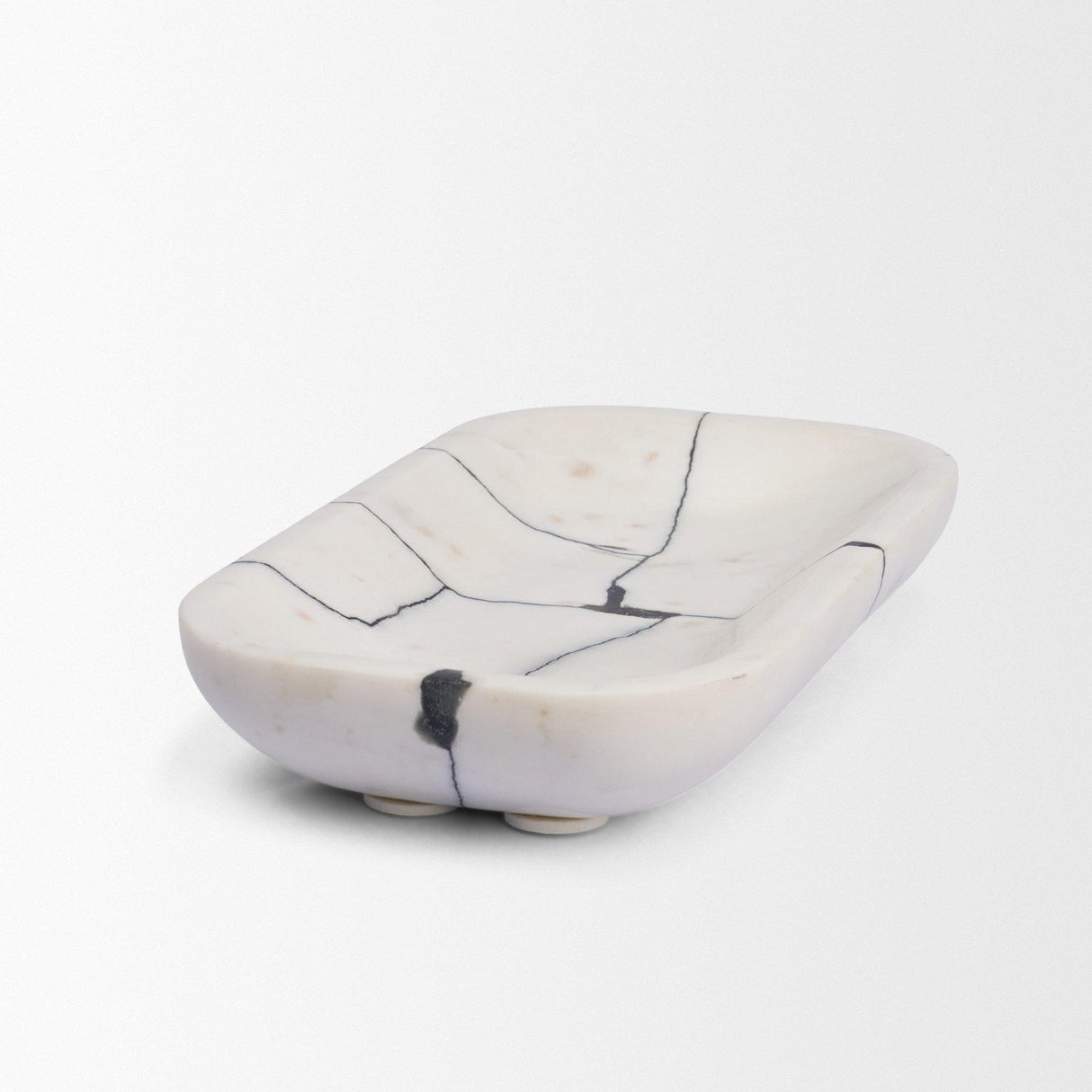 Mercana Sintessi Rectangular White Marble Decorative Bowl