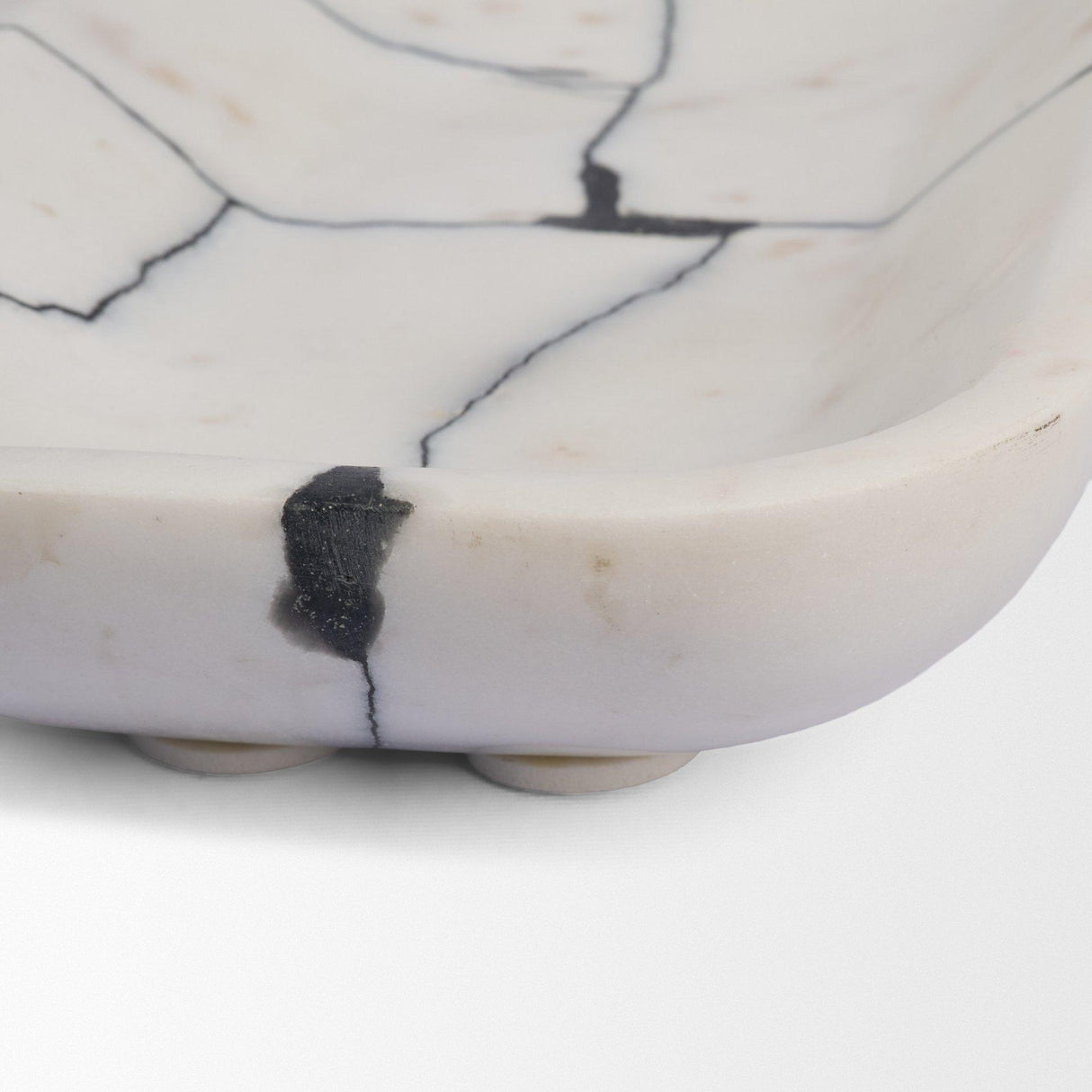 Mercana Sintessi Rectangular White Marble Decorative Bowl