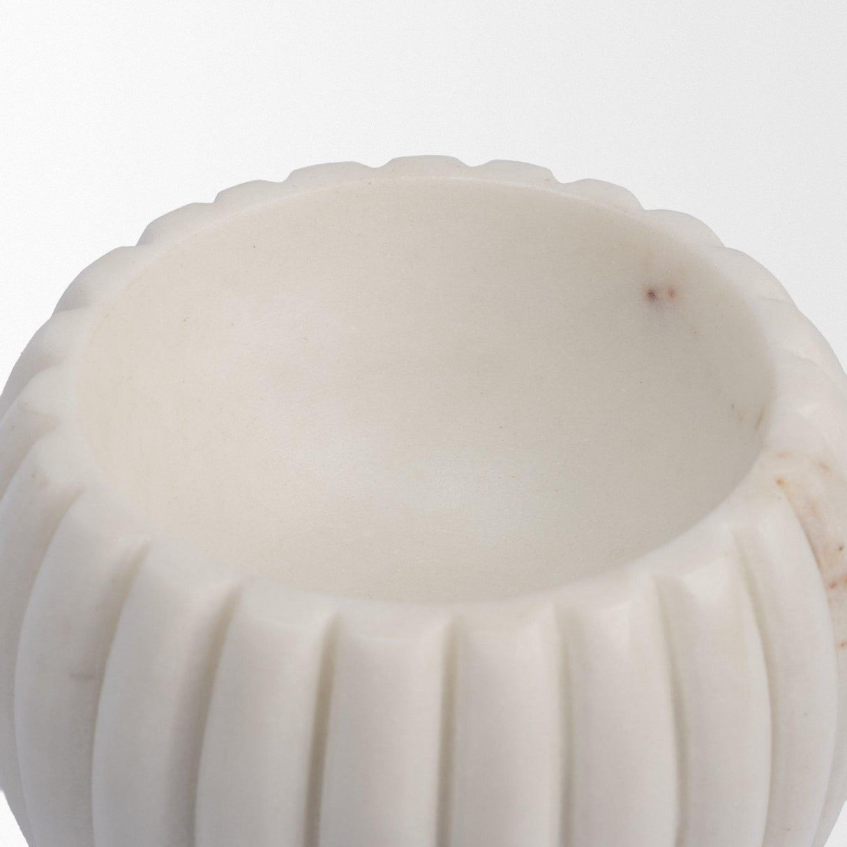 Mercana Cava Ribbed White Marble Mortar & Pestle
