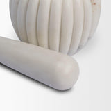 Mercana Cava Ribbed White Marble Mortar & Pestle