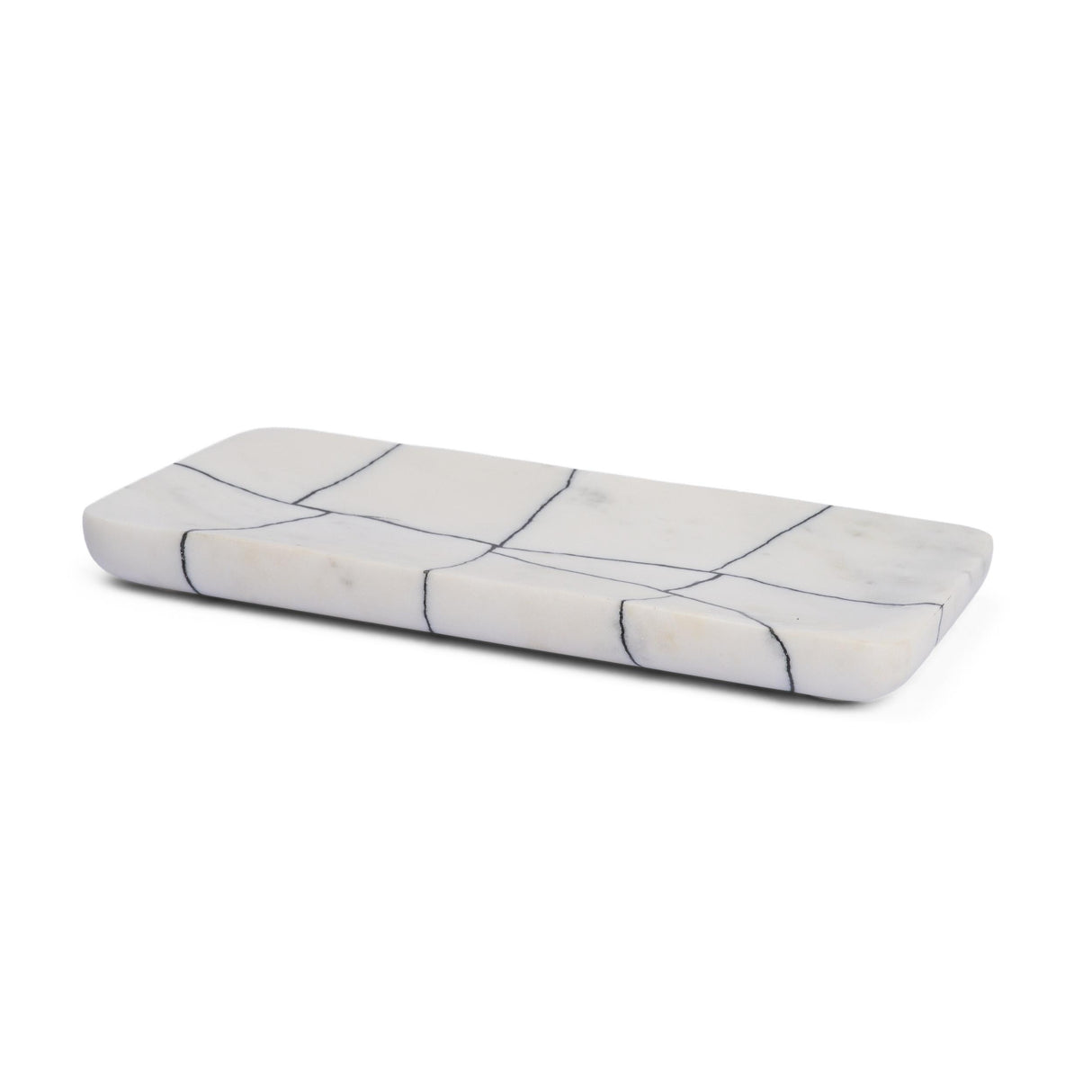 Mercana Tratto Rectangular White Marble Decorative Tray